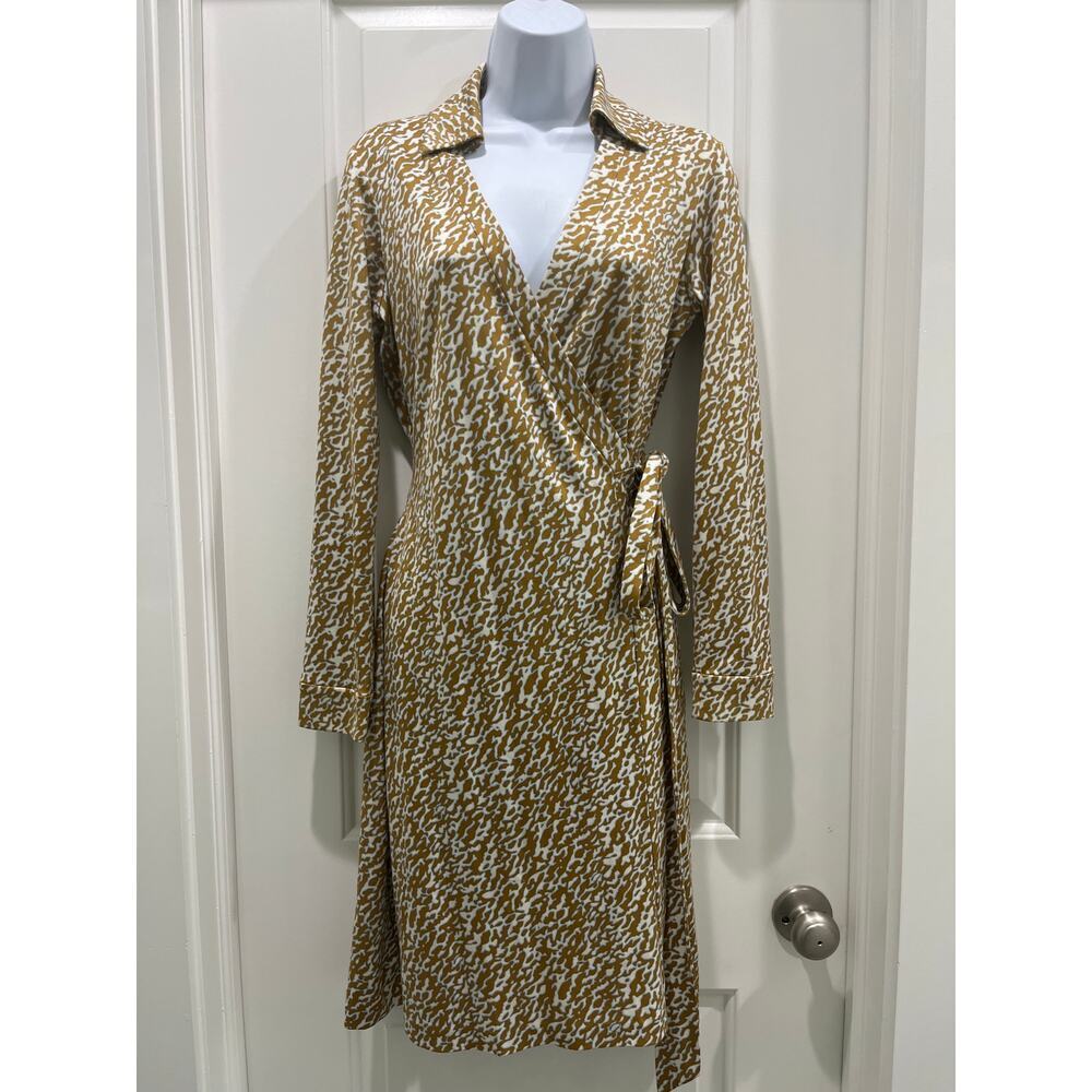 Diane Von Furstenberg Abigail Silk Jersey Long Sleeve Midi Wrap Dress Sz 8
